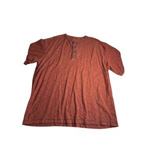 Red Head Brand Henley Shirt XL Heathered Orange Black Cotton Blend Short Sleeve